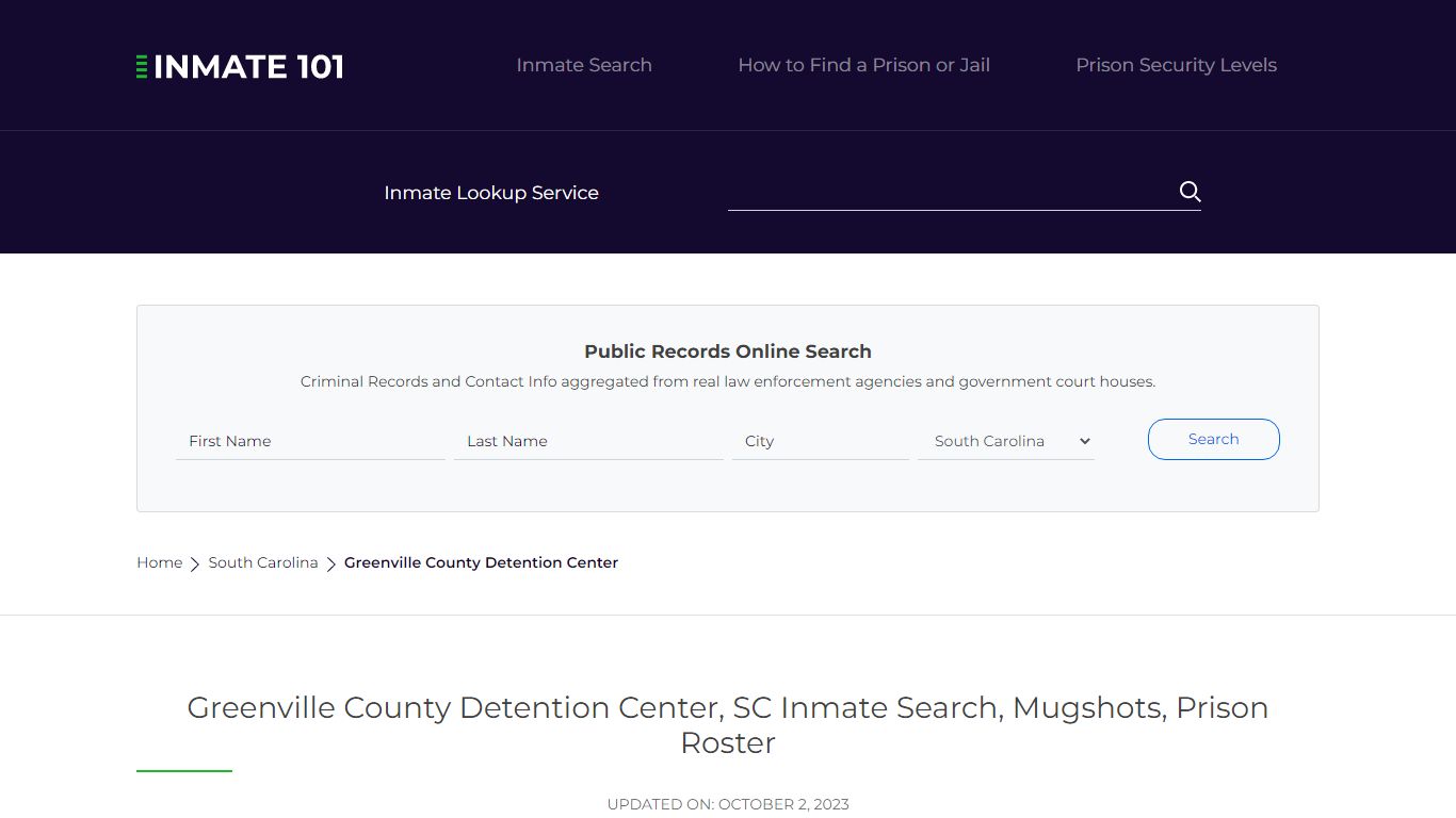 Greenville County Detention Center, SC Inmate Search, Mugshots, Prison ...